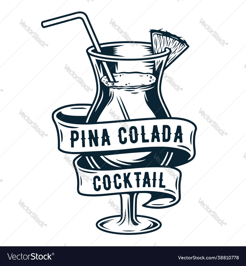 Cocktail Pina Colada With Pineapple And Straw Vector Image 5844