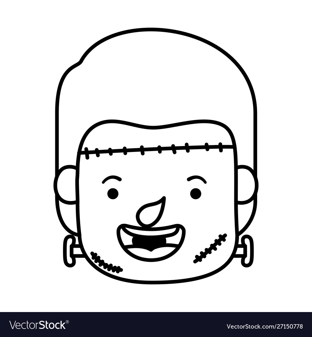 Cute little boy head with frankenstein costume Vector Image