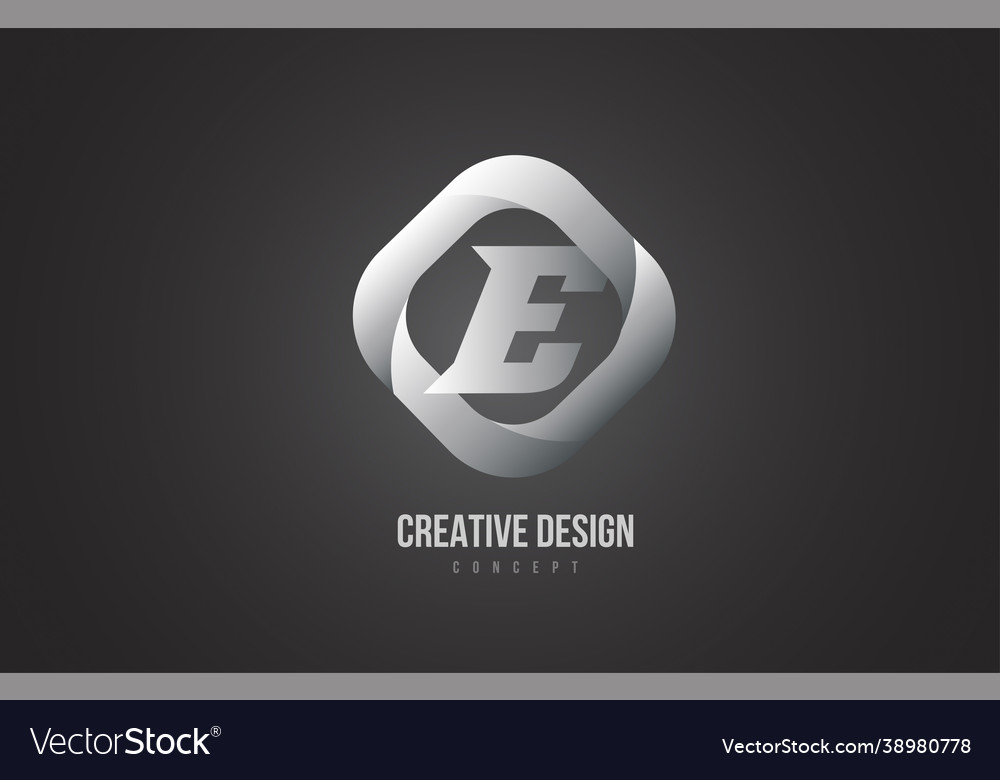 E grey black alphabet letter logo icon creative Vector Image