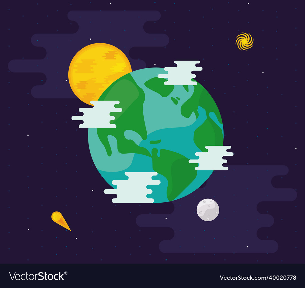 Earth And Sun Universe Royalty Free Vector Image