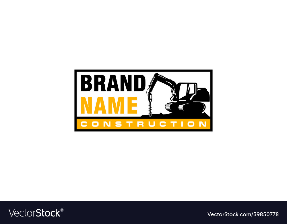 Excavator logo template heavy equipment logo Vector Image