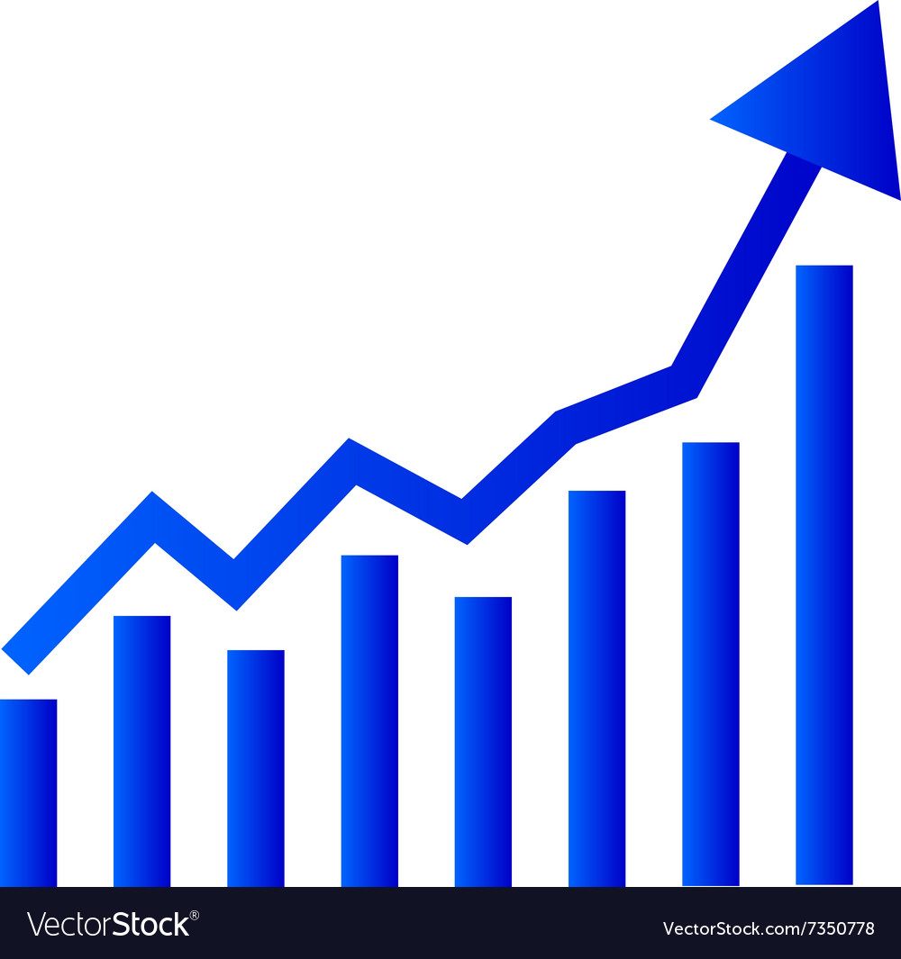 Growing bar chart with arrow