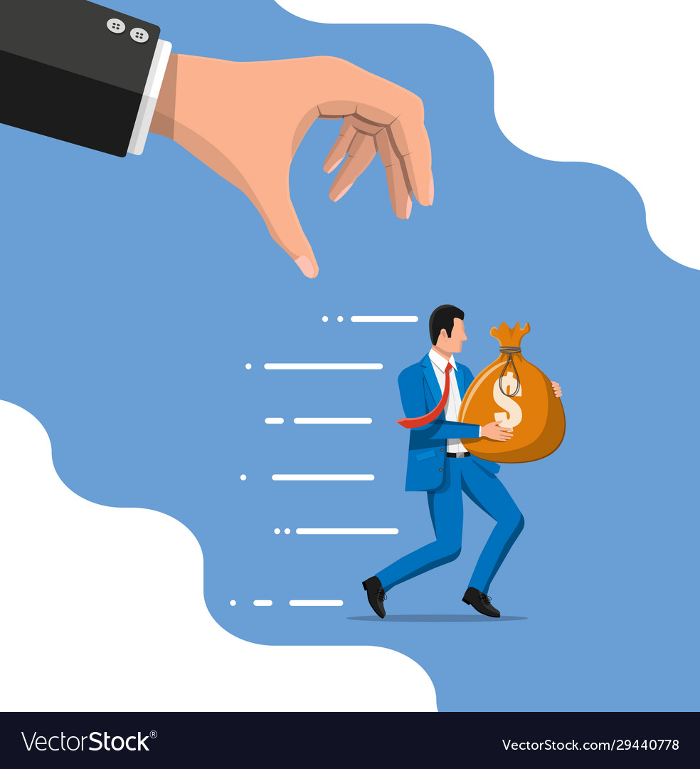 Hand tries to grab money running businessman Vector Image