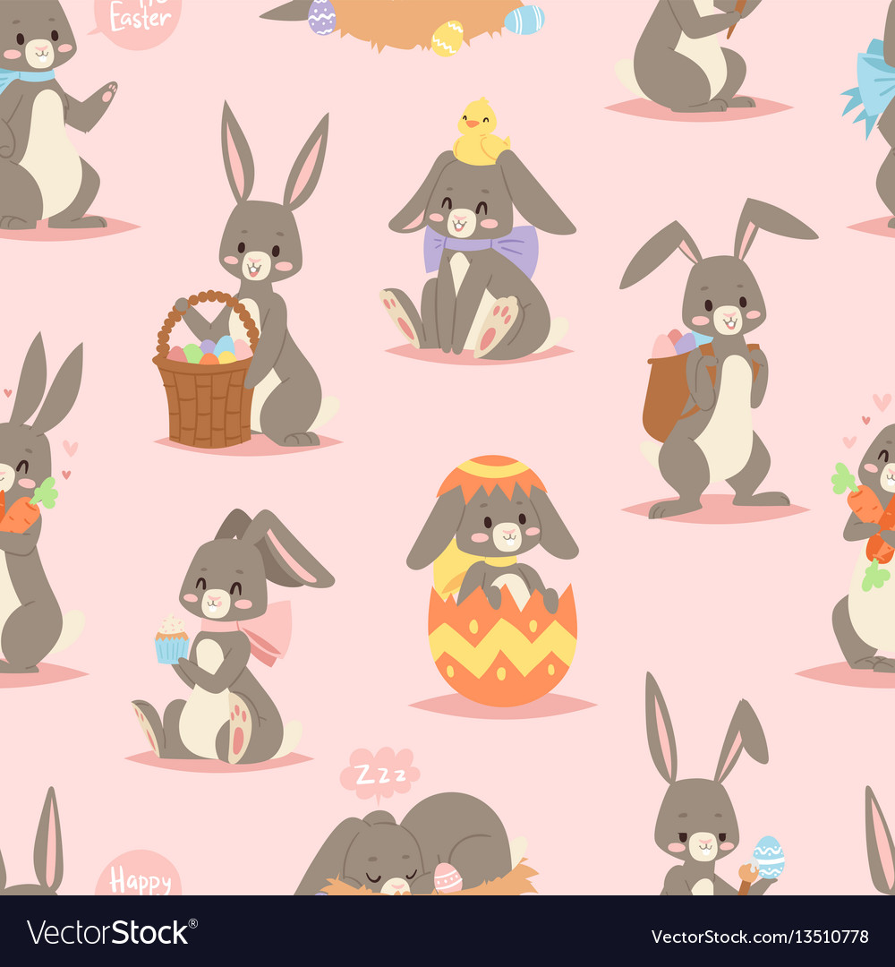 Happy adorable rabbit cartoon character cheerful Vector Image Happy adorable rabbit cartoon character cheerful Vector Image
