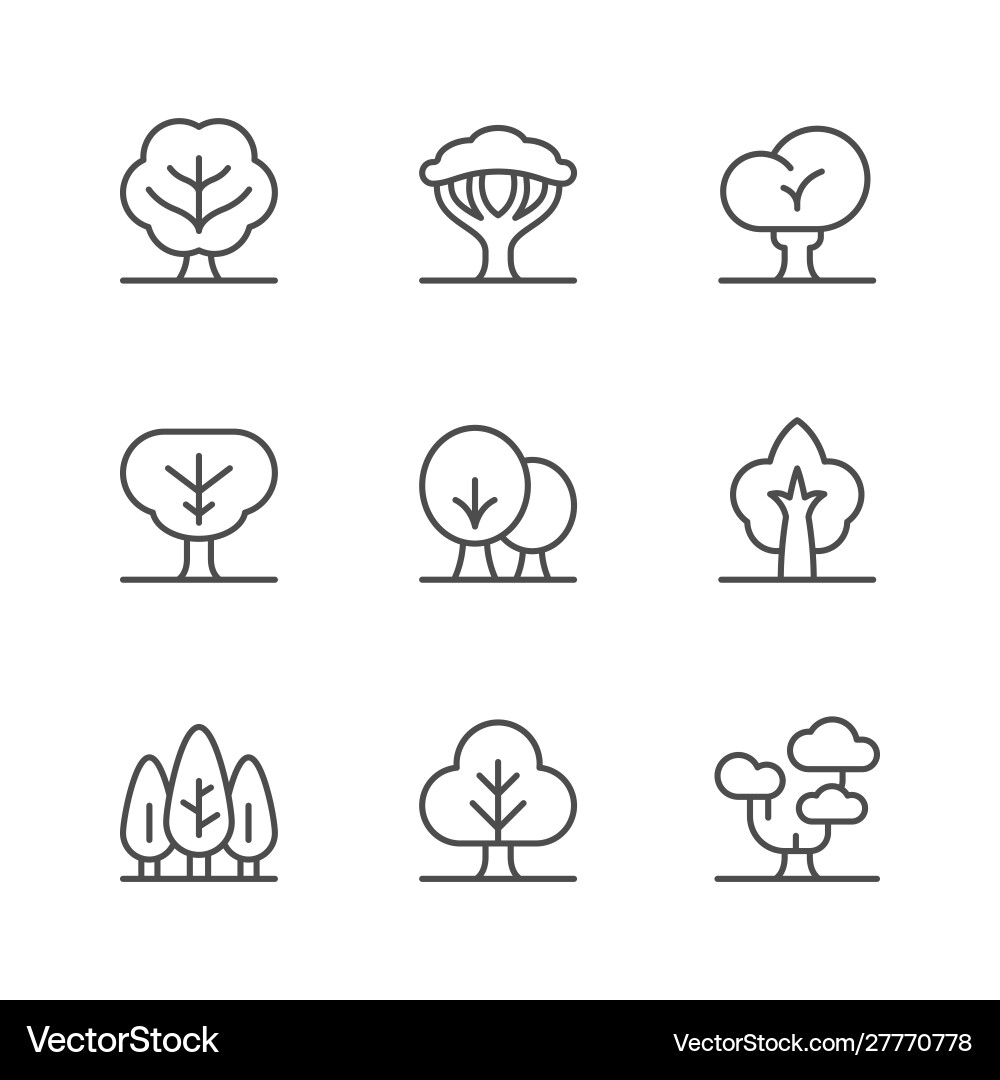 Set line icons tree Royalty Free Vector Image - VectorStock