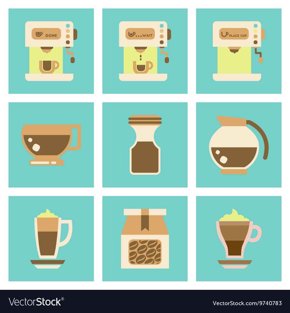 Assembly flat icons coffee cup maker Royalty Free Vector