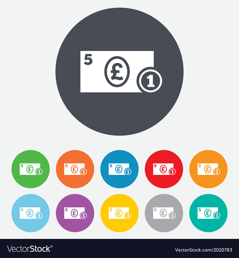 Cash sign icon pound money symbol coin Royalty Free Vector