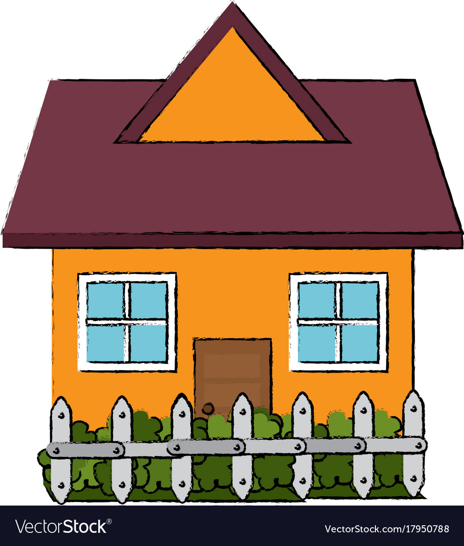 Beautiful house building with fence Royalty Free Vector