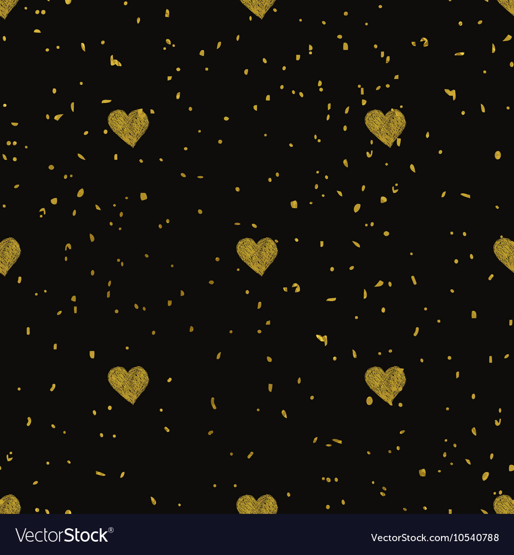 Golden hearts seamless pattern Royalty Free Vector Image