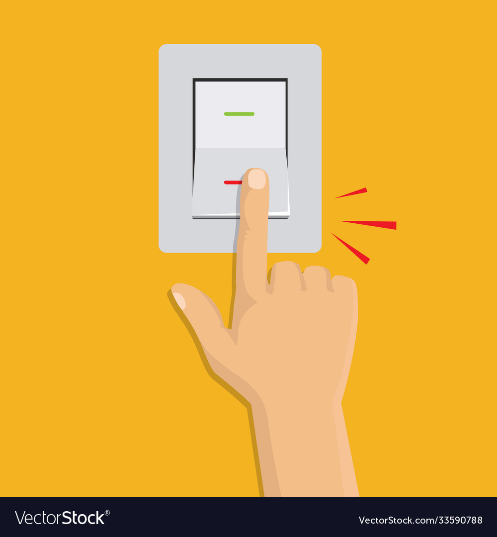 Isometric icon hand turning on light switch Vector Image