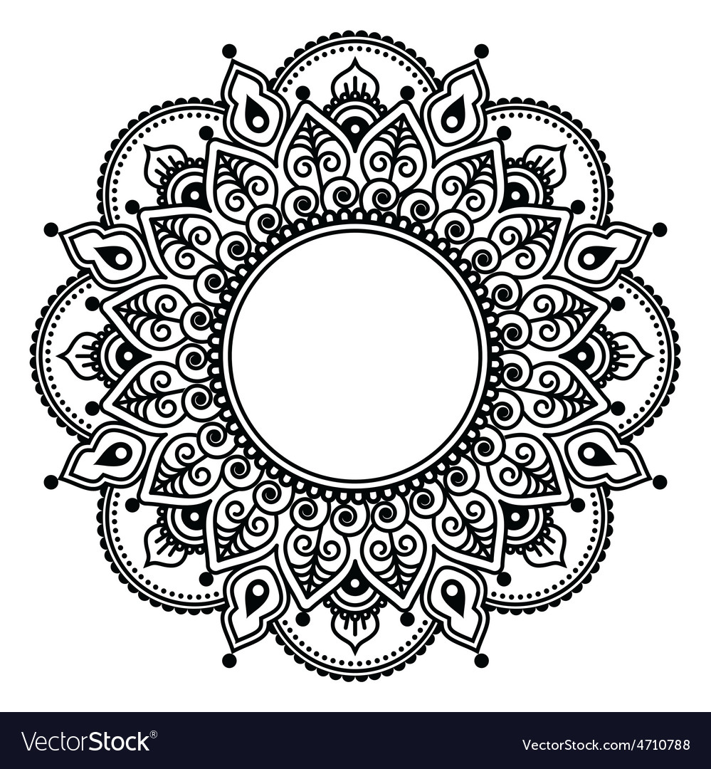 Download Mehndi lace indian henna tattoo round design Vector Image