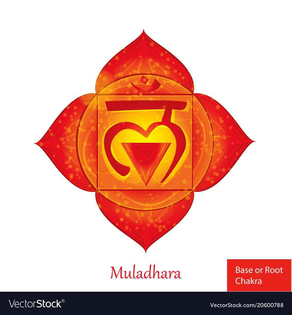 Root base chakra muladhara glowing chakra icon Vector Image