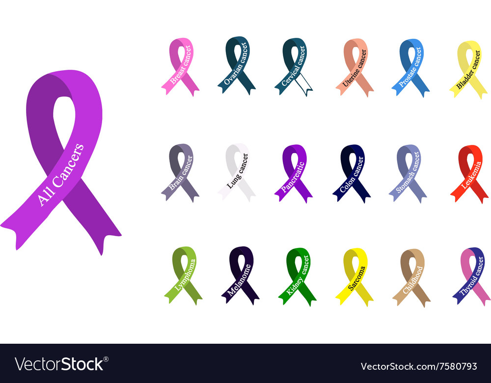 cancer-ribbon-set-of-ribbons-of-different-colors-vector-image