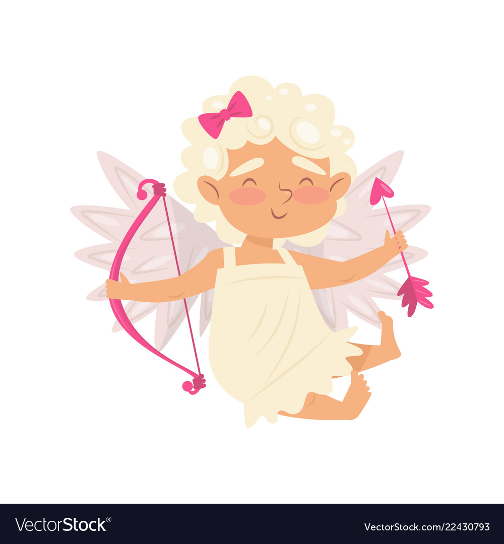 Cheerful little angel cartoon character of baby Vector Image Cheerful little angel cartoon character of baby Vector Image