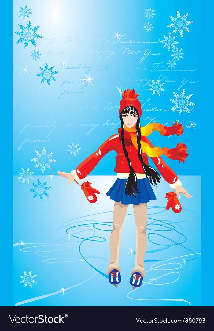 Girl On Skating Rink Royalty Free Vector Image