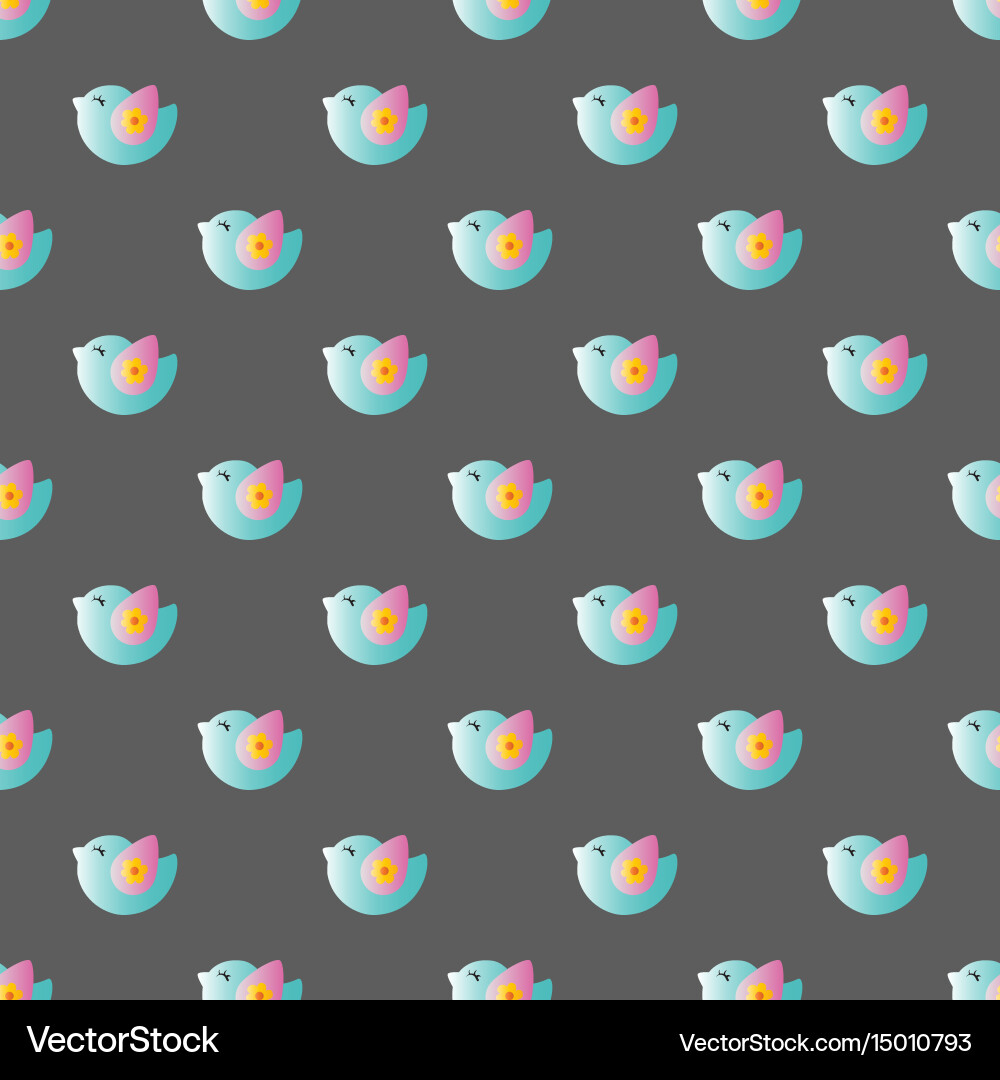 Pattern with cartoon cute toy baby bird Royalty Free Vector
