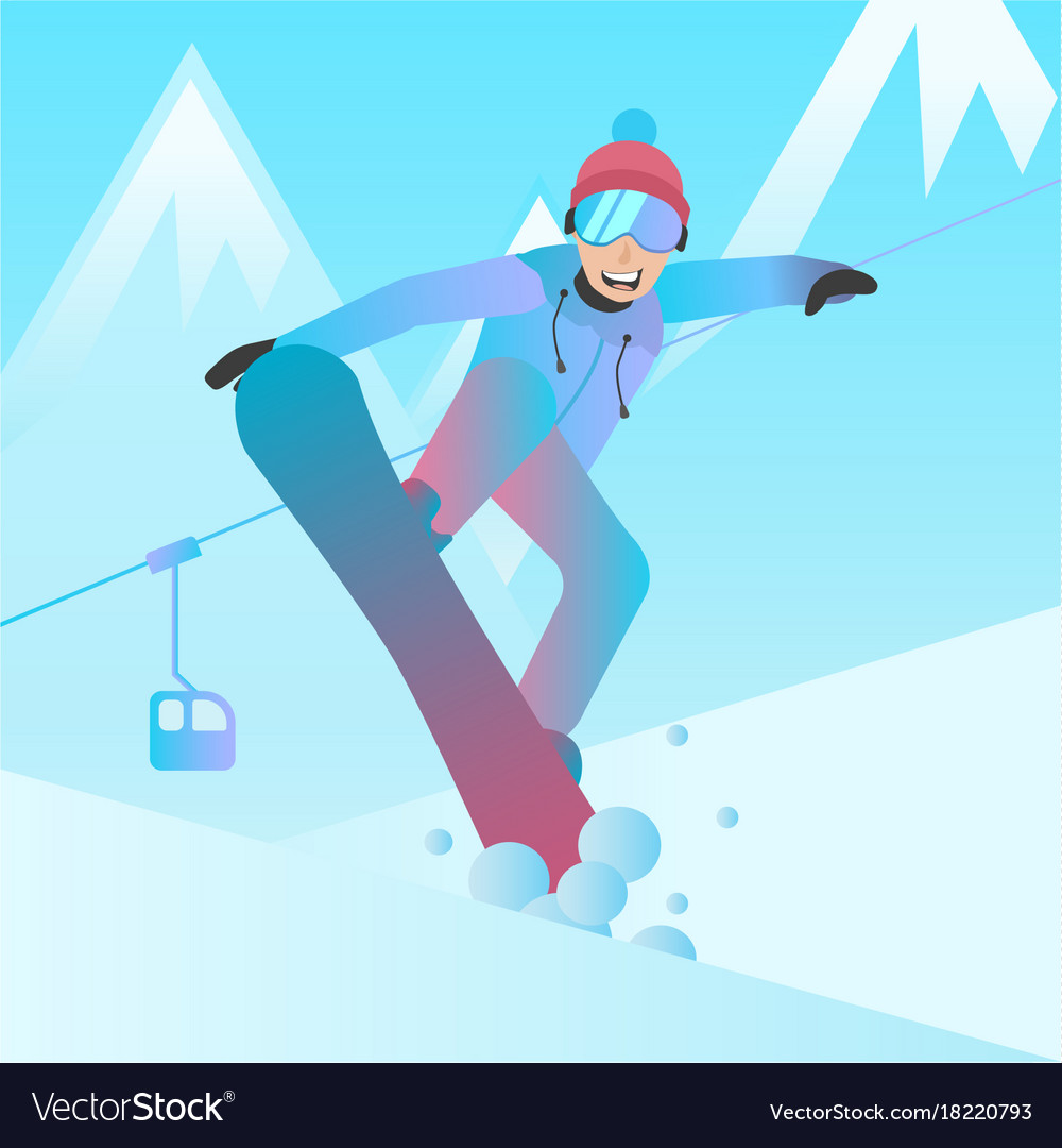 Snowboarder man jumping Royalty Free Vector Image