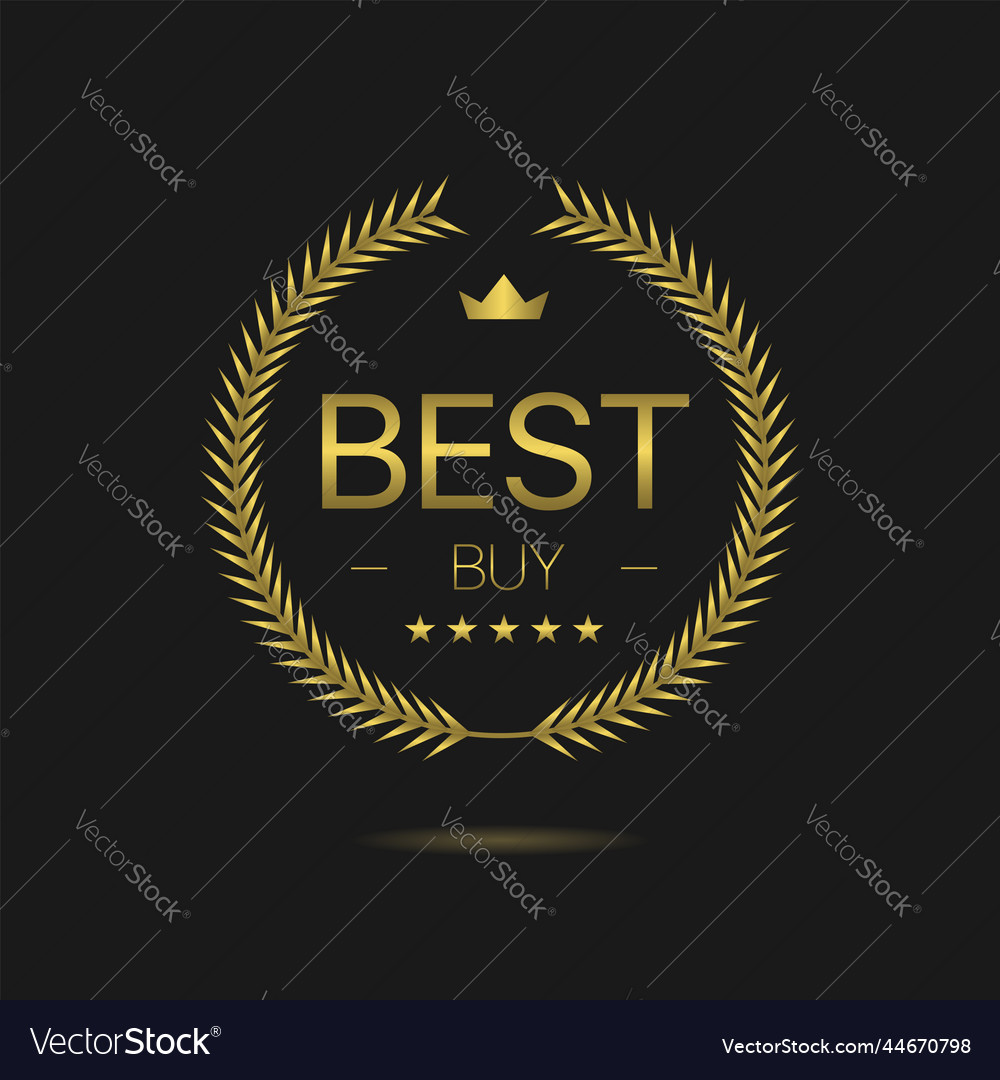 Best buy golden laurel wreath label Royalty Free Vector