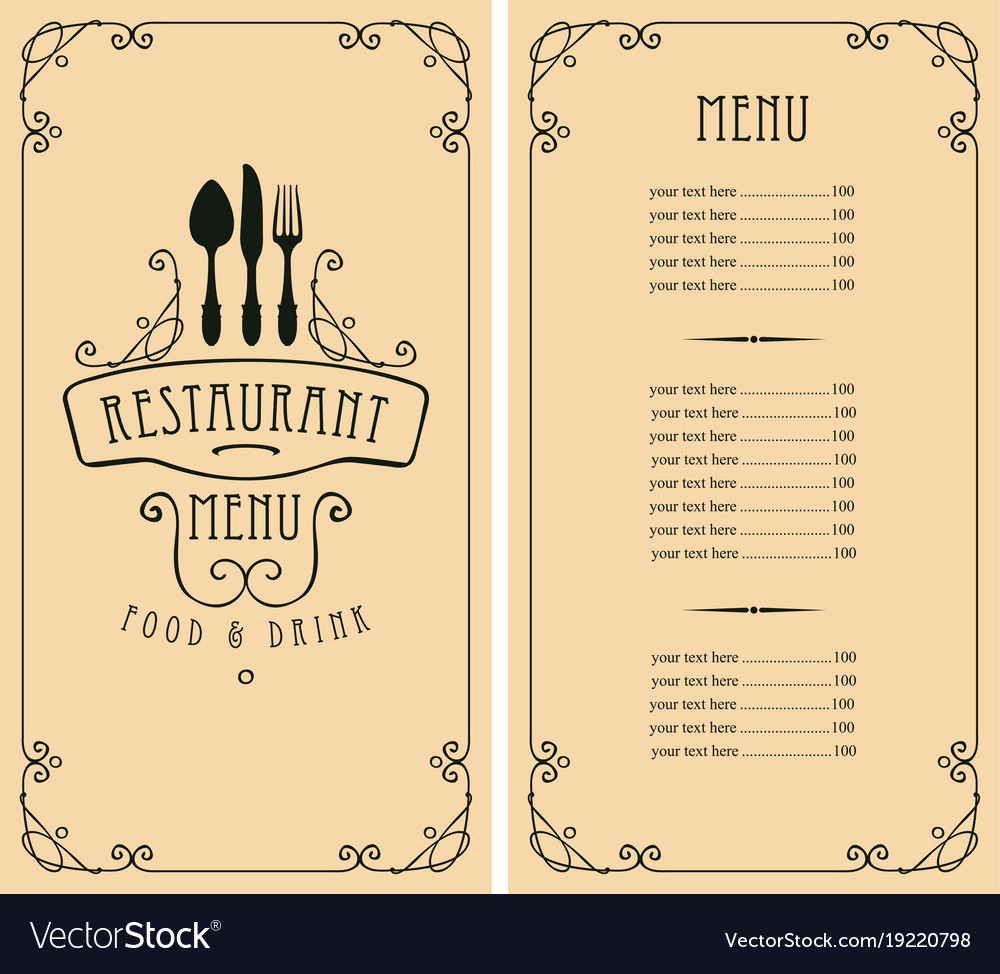 Menu for on sale