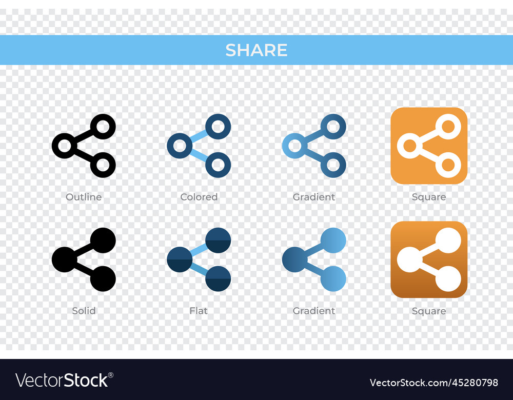 Share icon in different style icons Royalty Free Vector