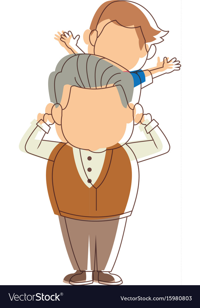 Cartoon happy grandpa and his grandson family Vector Image Cartoon happy grandpa and his grandson family Vector Image