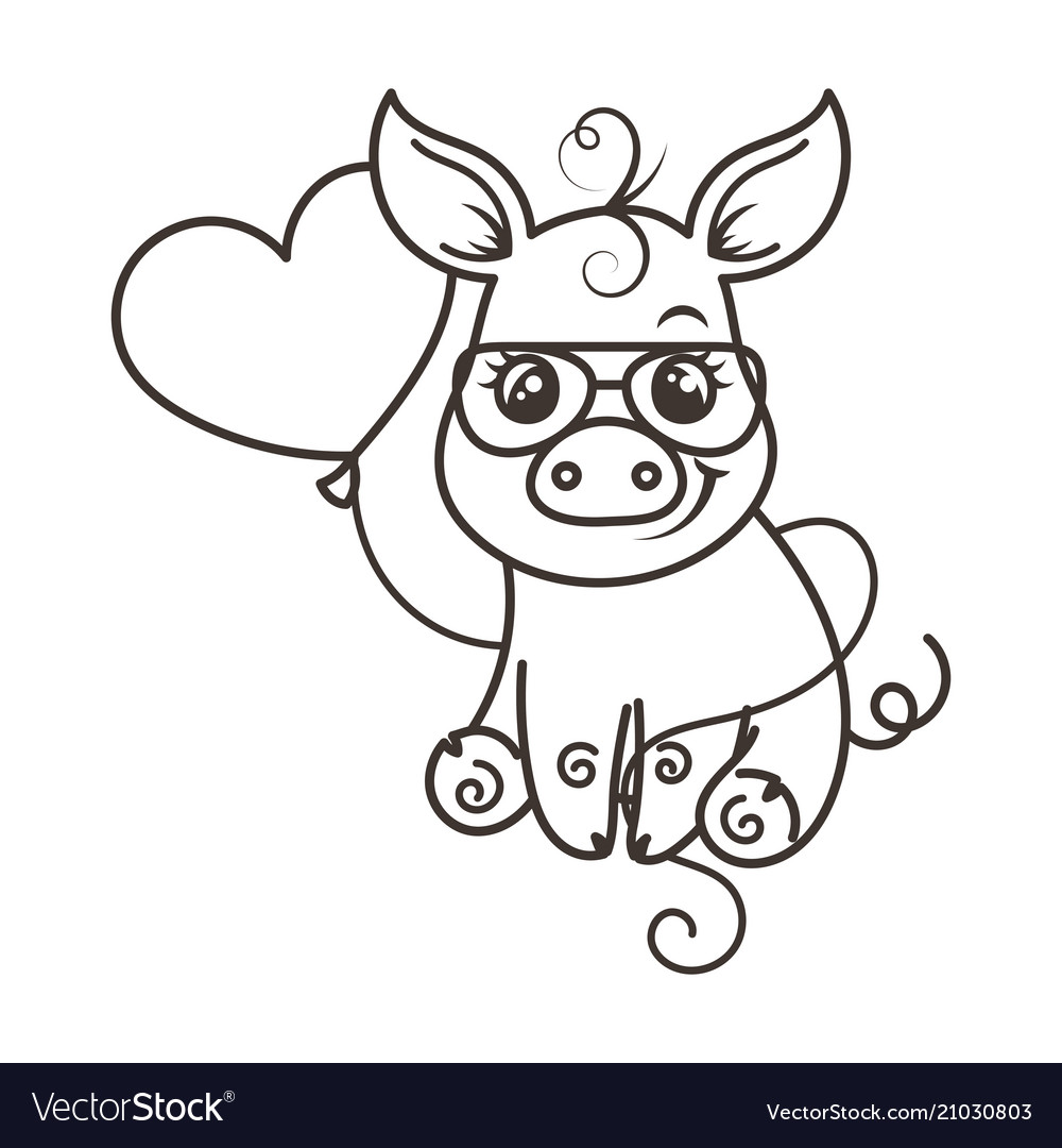 Cute cartoon baby pig in a cool sunglasses Vector Image