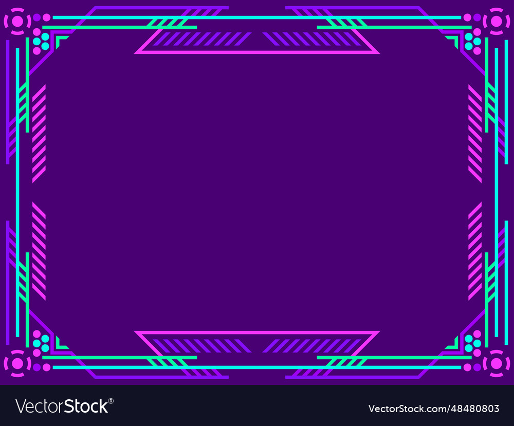 Cyberpunk frame linear border in futuristic Vector Image