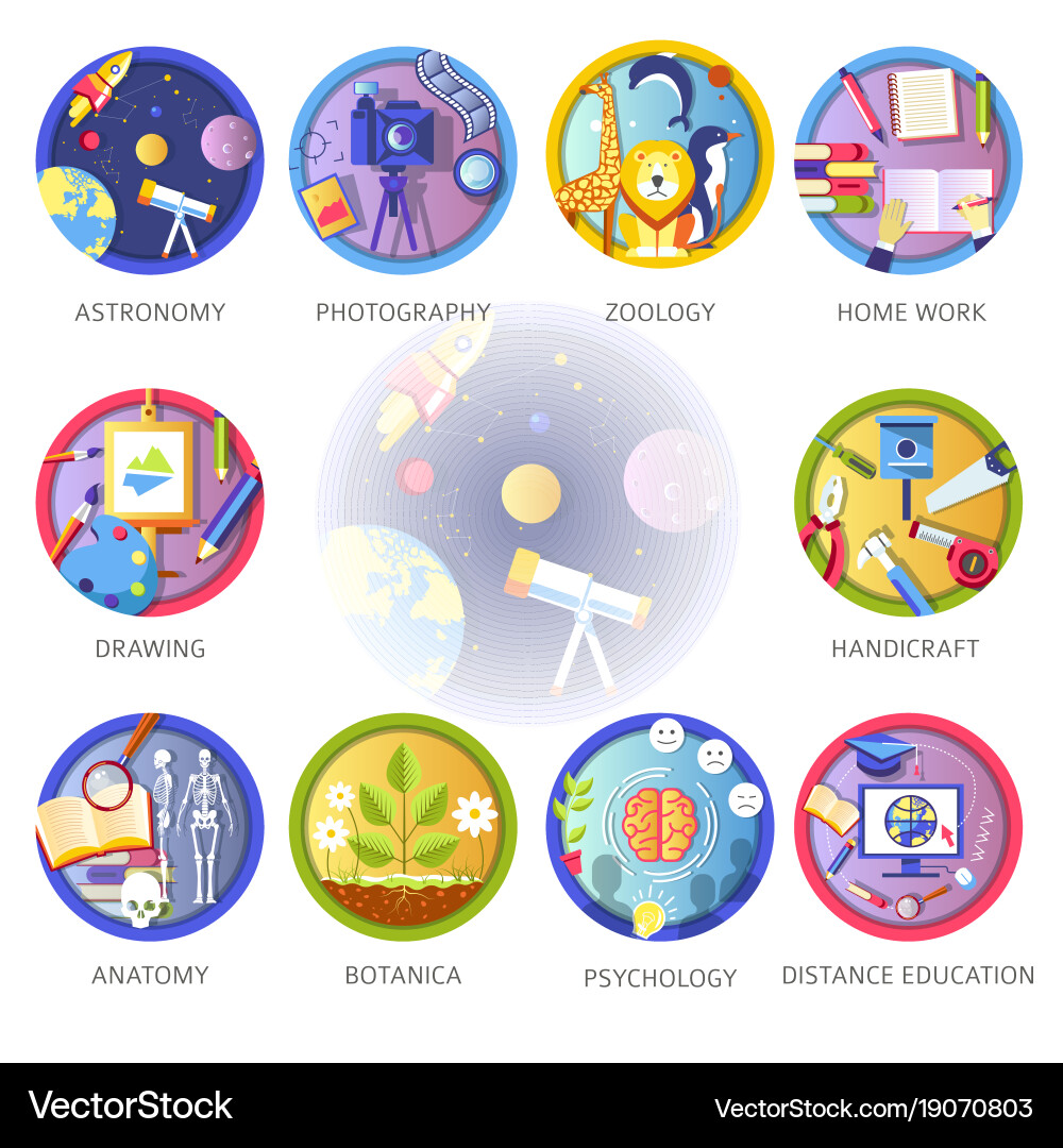Education and science disciplines for school or Vector Image