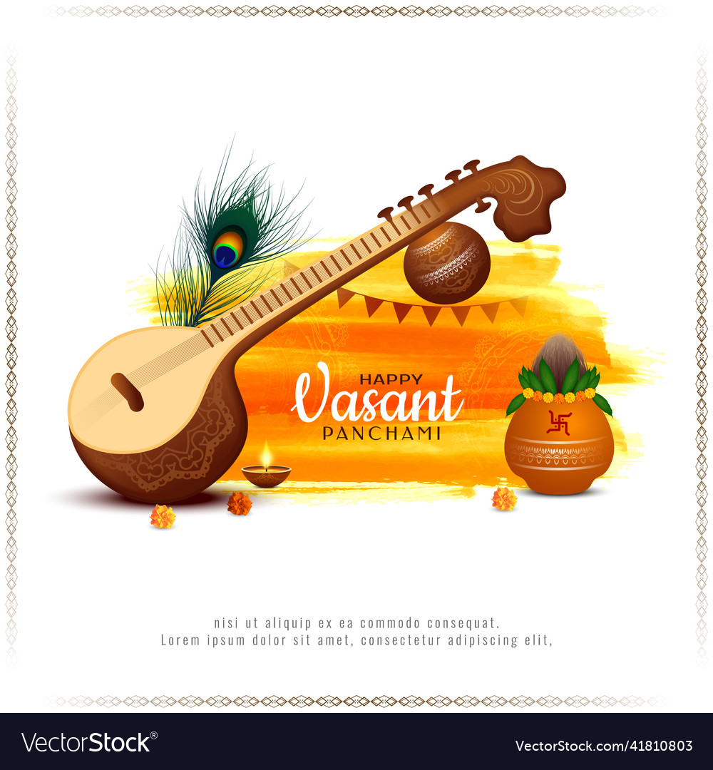 Happy vasant panchami indian cultural festival Vector Image