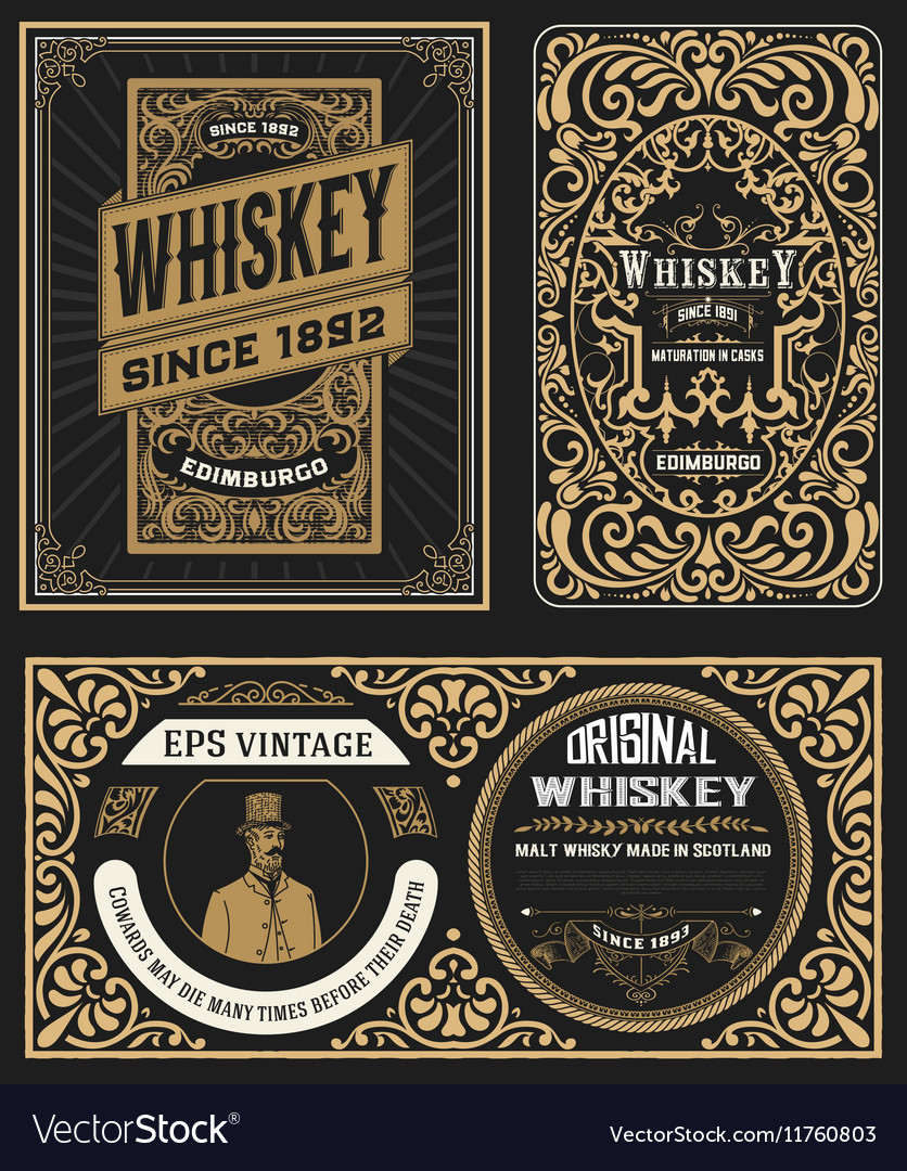 Set of vintage badge for whiskey packing Vector Image