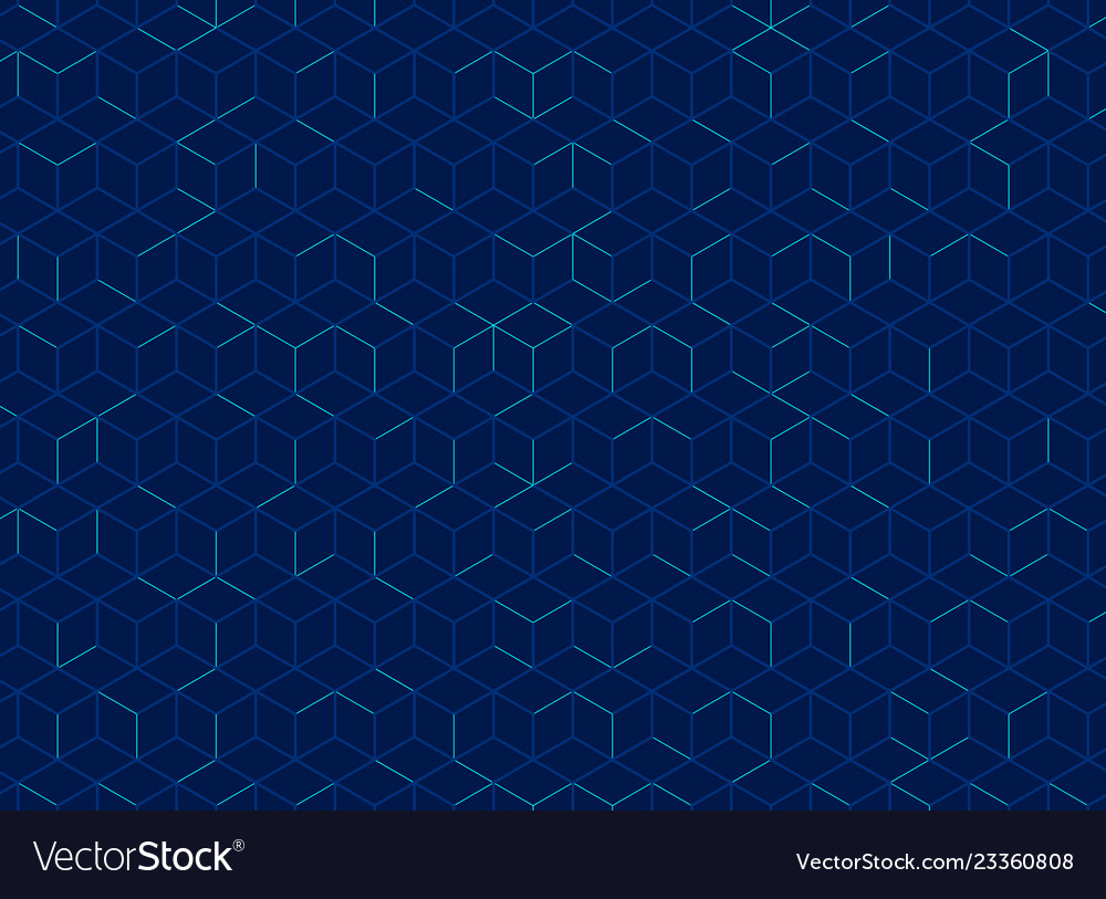 Abstract Cube Pattern On Dark Blue Background Vector Image