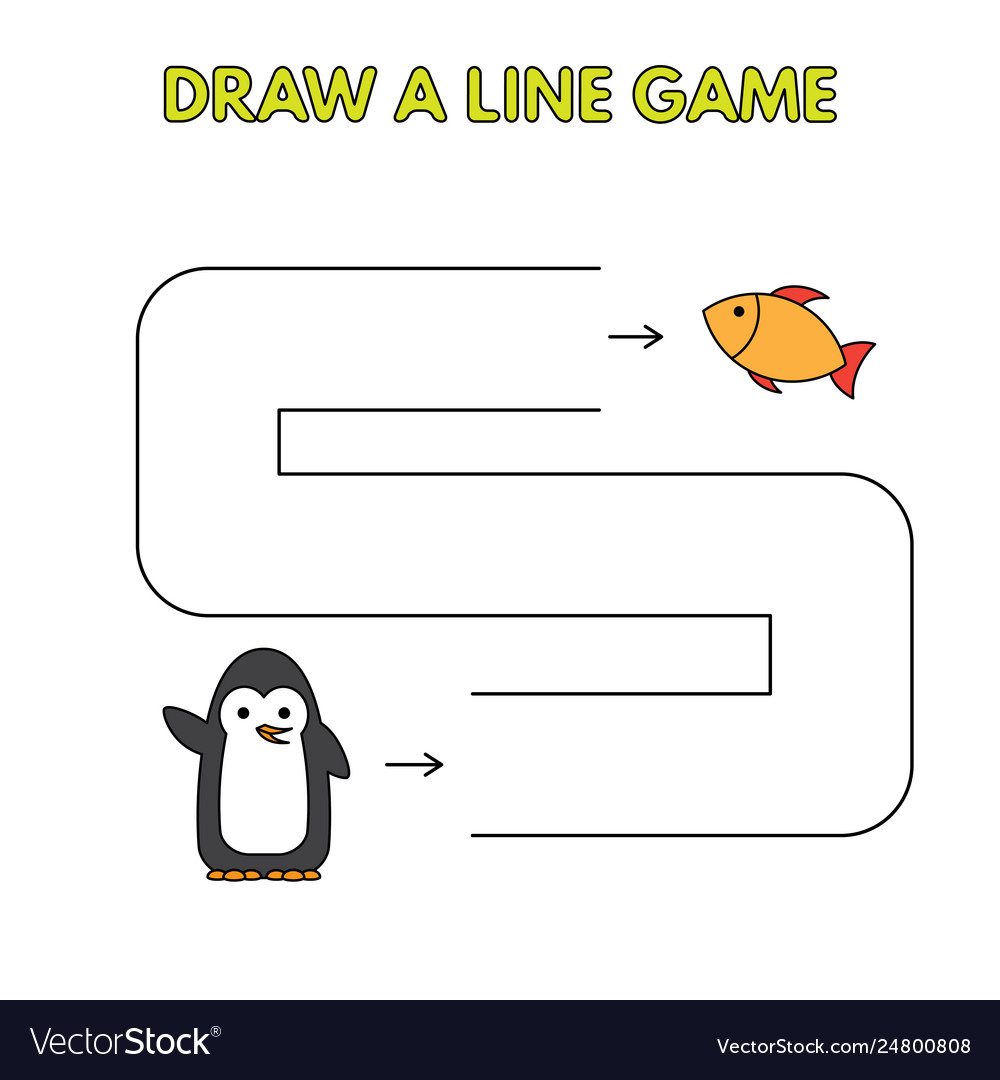 Cartoon Penguin Draw A Line Game For Kids Vector Image,Girl Drawing Base Sitting