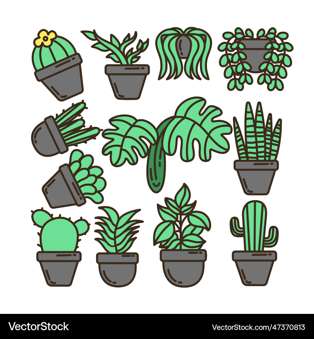 Plant doodle set Royalty Free Vector Image - VectorStock