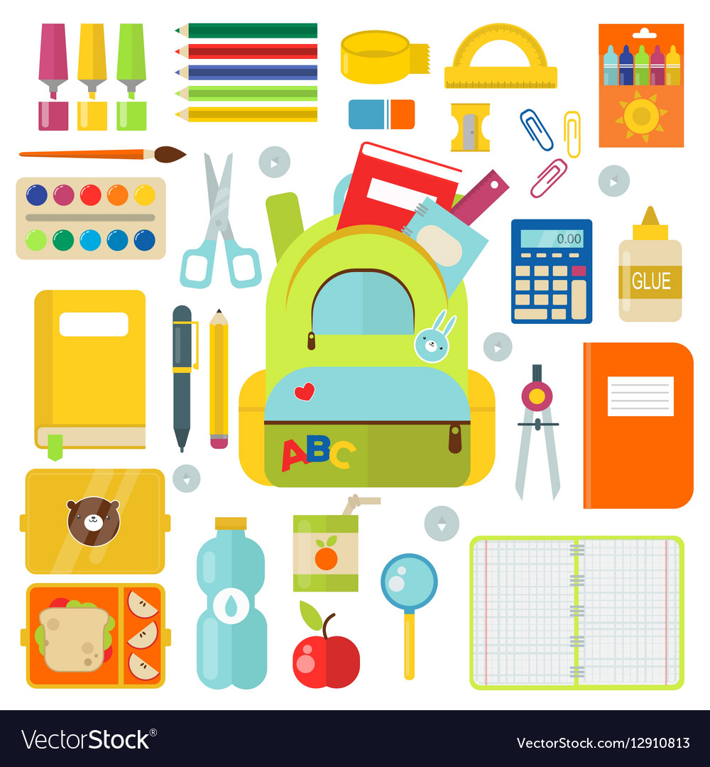 School supplies isolated Royalty Free Vector Image