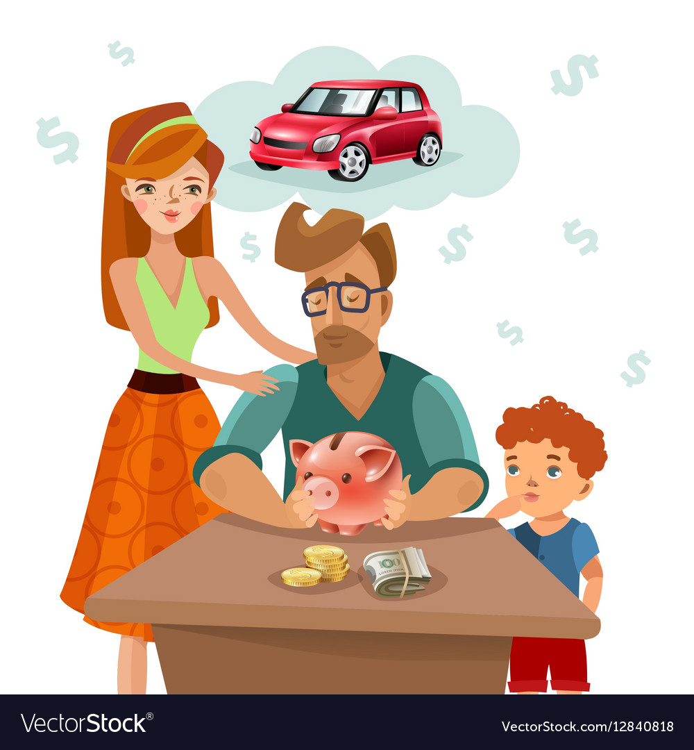 Download Family budget finance plan flat poster Royalty Free Vector