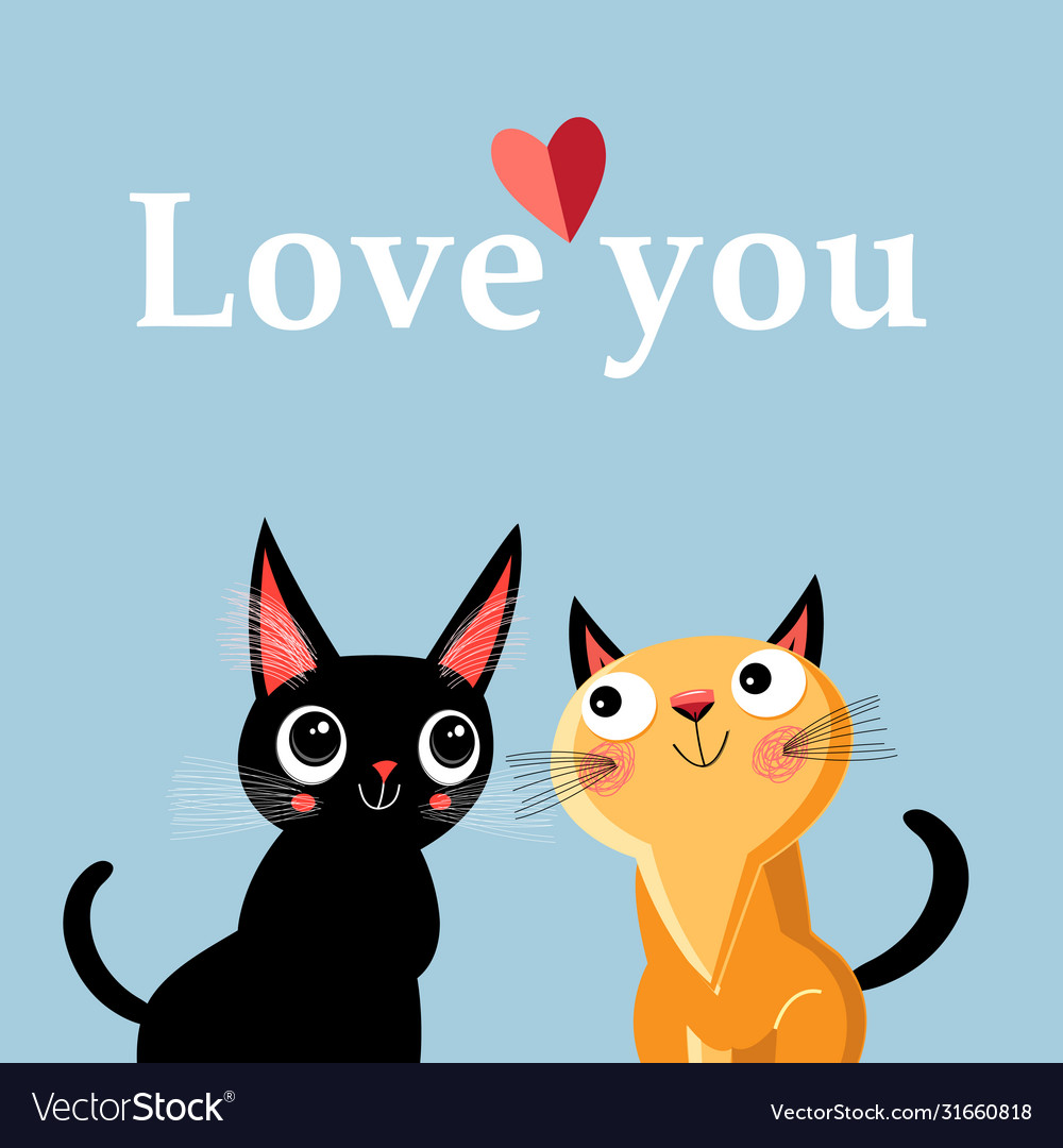 Greeting card with enamored kittens Royalty Free Vector