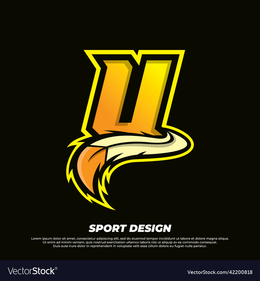 Letter u esport design template with indian fur Vector Image