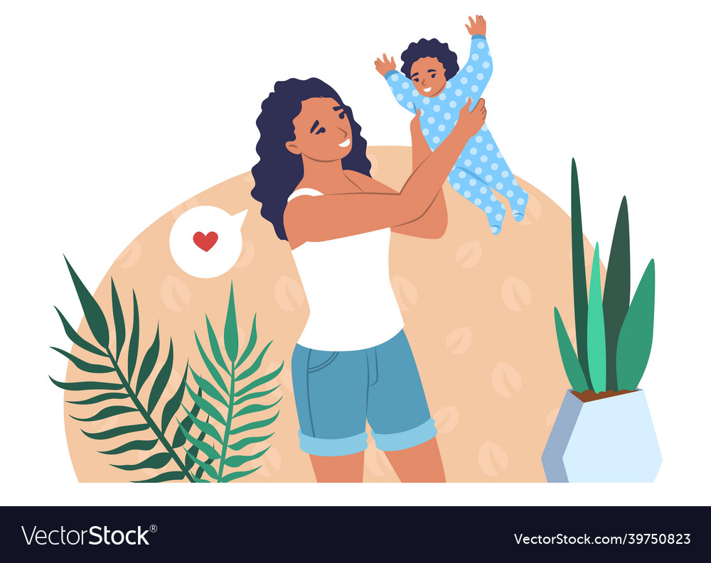 Mother playing with baby Royalty Free Vector Image