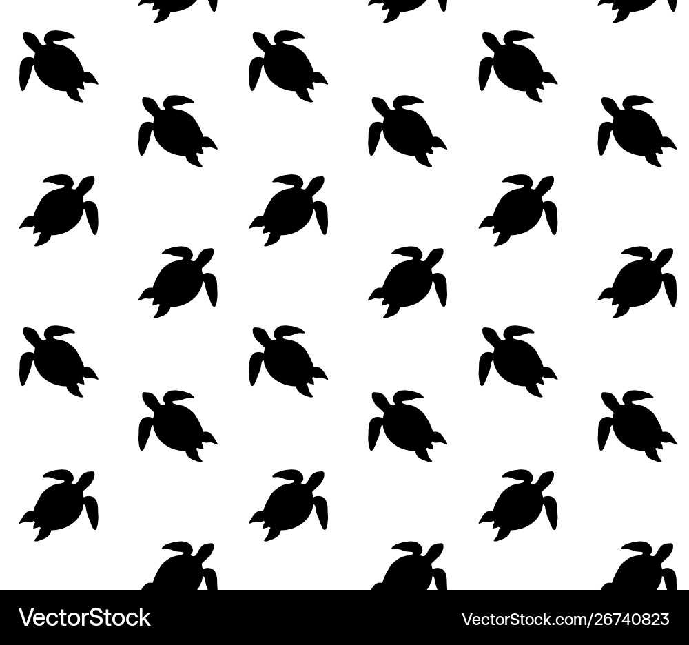 Seamless pattern black turtle silhouette Vector Image