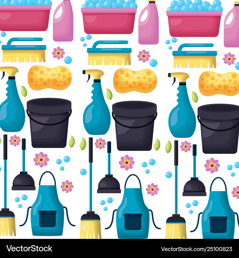 Spring cleaning tools Royalty Free Vector Image