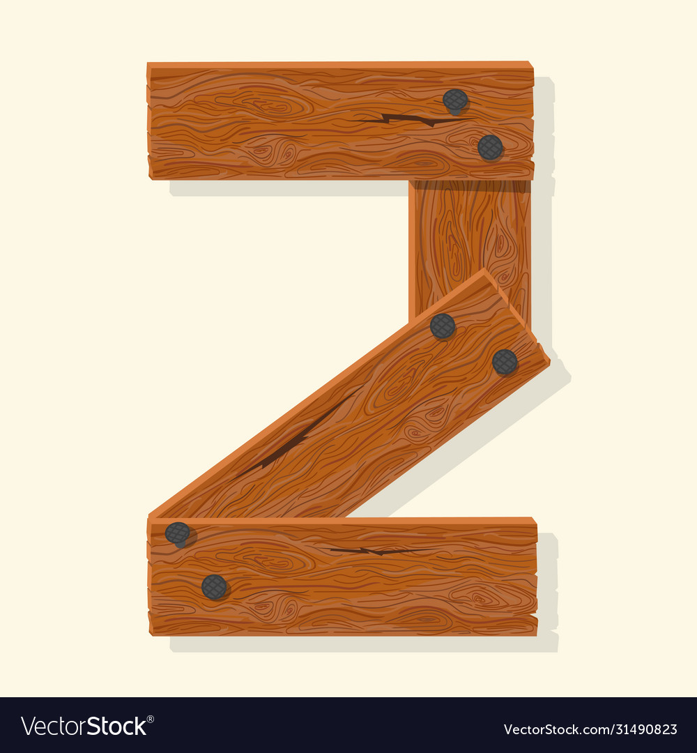 Wood number wooden plank numeric font held with Vector Image