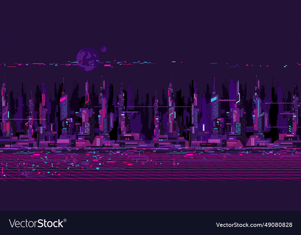 Abstract futuristic sci-fi cyber space city Vector Image