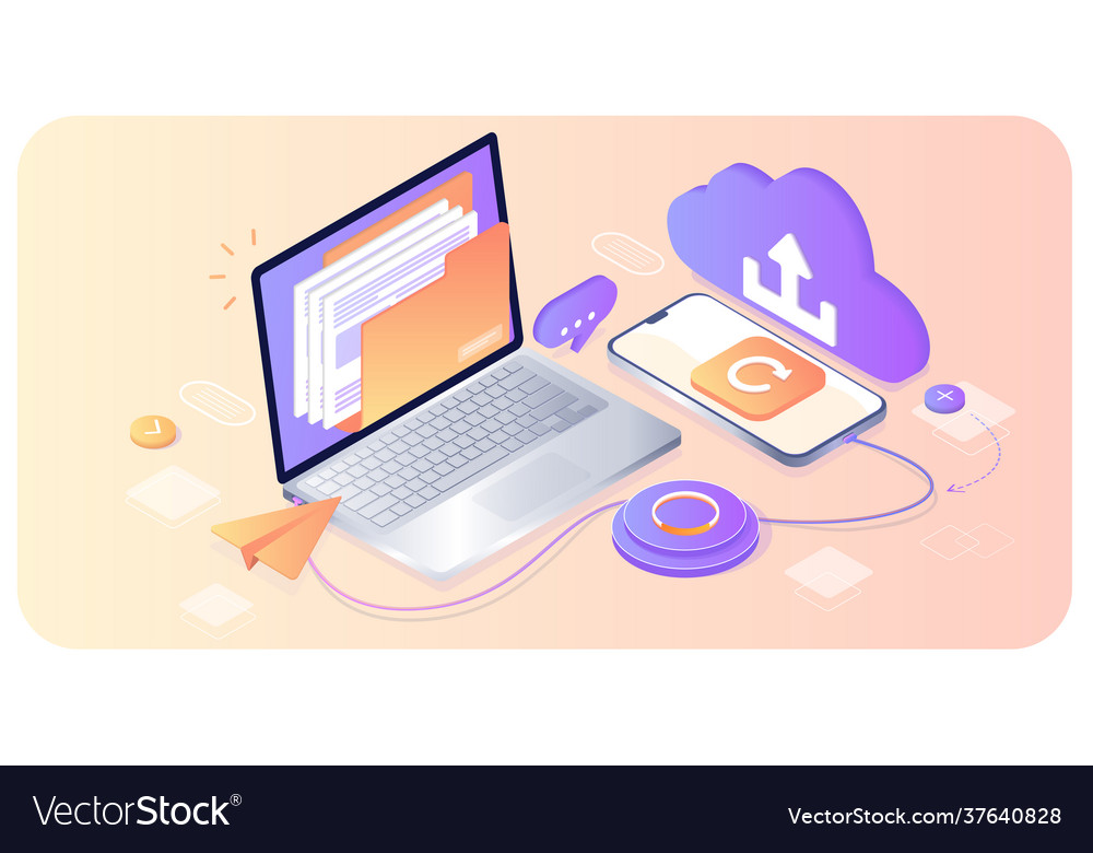 Database with cloud server data set process Vector Image
