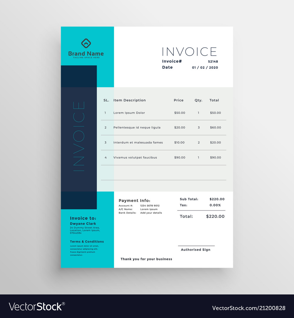 Modern blue creative invoice template design