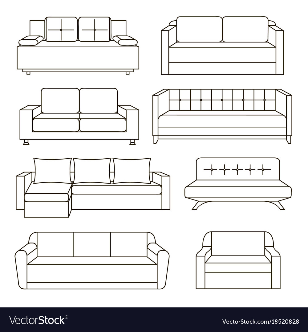Диван вектор вид сбоку