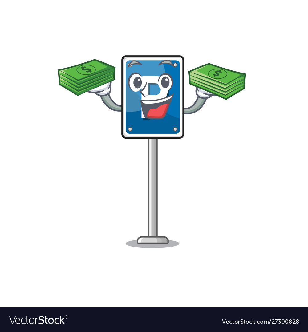 With money bag parking sign cartoon isolated Vector Image With money bag parking sign cartoon isolated Vector Image