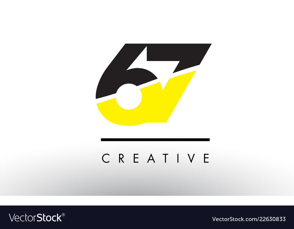 67 black and yellow number logo design Royalty Free Vector