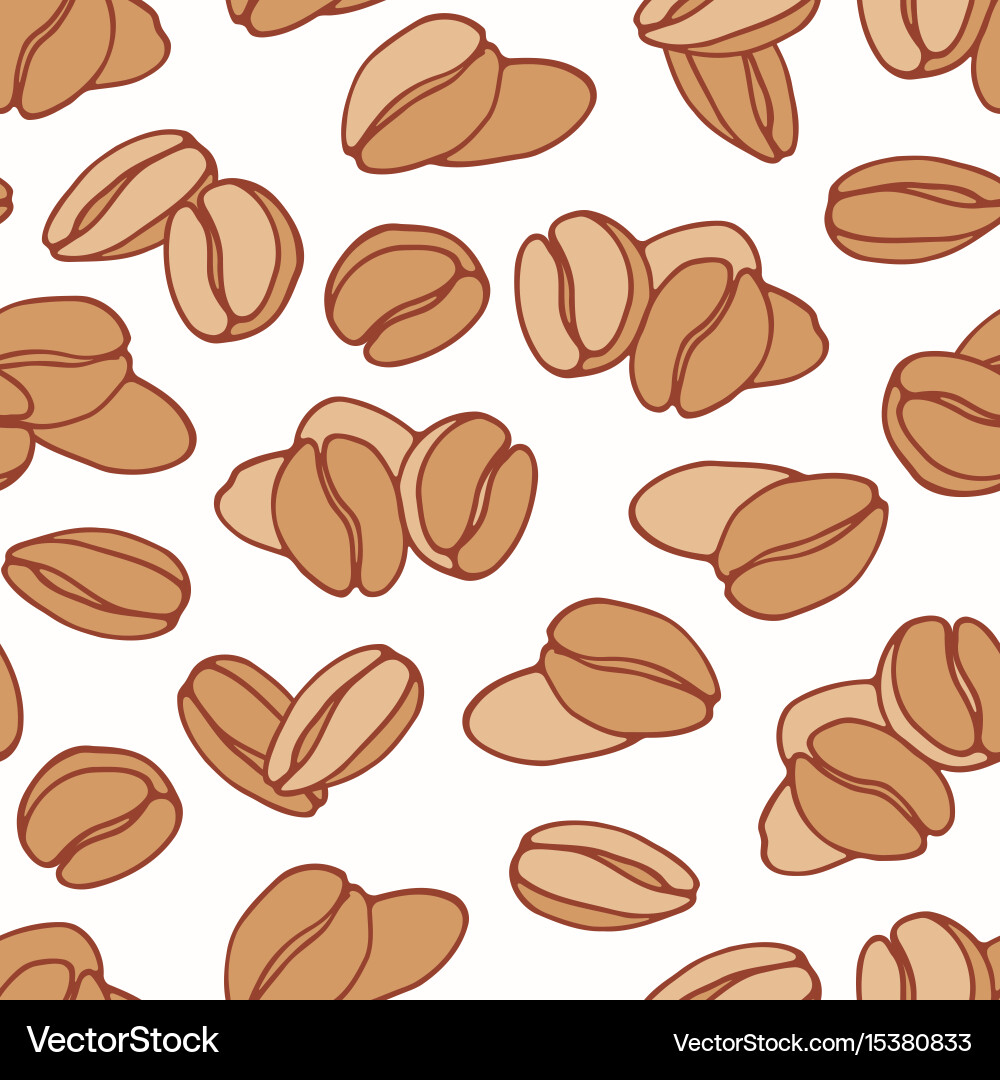 Hand drawn seamless pattern with coffee beans Vector Image