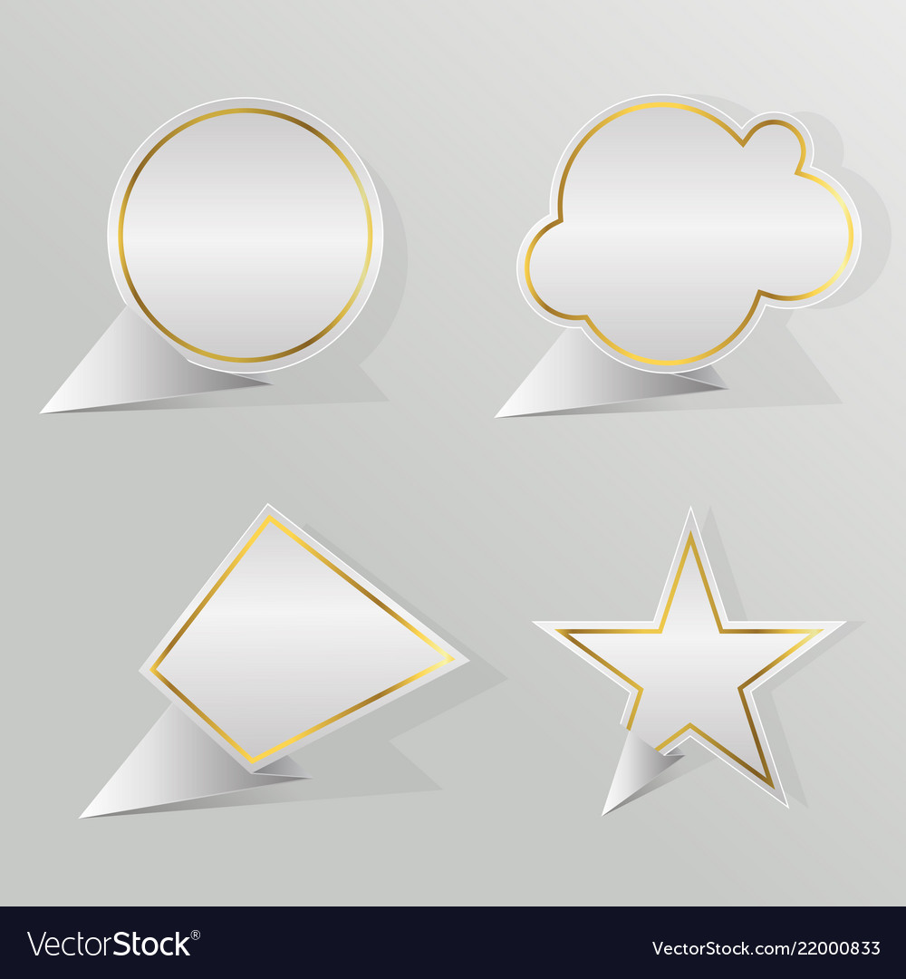 Set golden border blank template speech bubbles