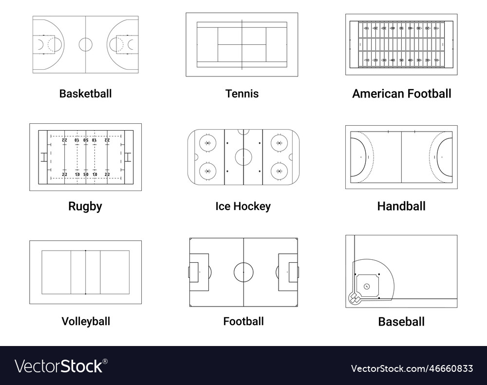 Sports team game playing fields scheme sketch top Vector Image